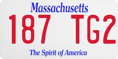 MA license plate 187TG2