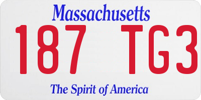 MA license plate 187TG3
