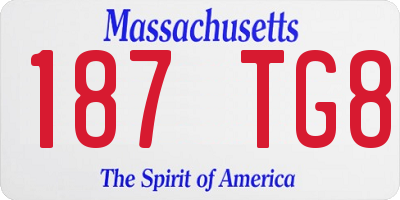 MA license plate 187TG8