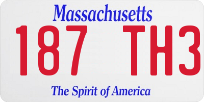 MA license plate 187TH3