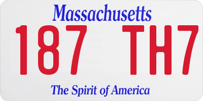 MA license plate 187TH7