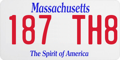 MA license plate 187TH8