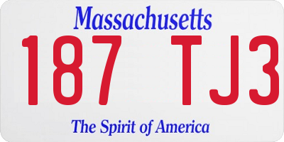 MA license plate 187TJ3