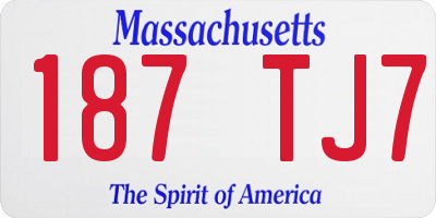 MA license plate 187TJ7