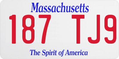 MA license plate 187TJ9