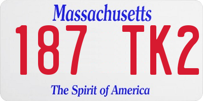 MA license plate 187TK2