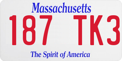MA license plate 187TK3