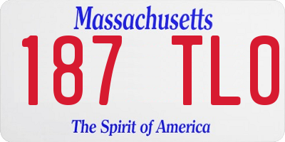 MA license plate 187TL0
