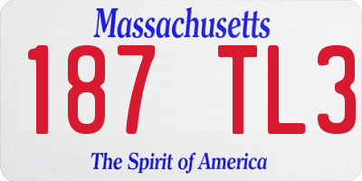 MA license plate 187TL3