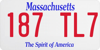 MA license plate 187TL7