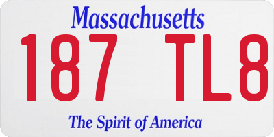 MA license plate 187TL8