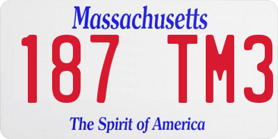 MA license plate 187TM3