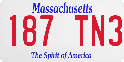 MA license plate 187TN3
