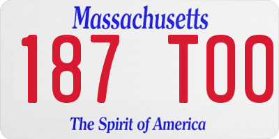 MA license plate 187TO0