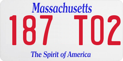 MA license plate 187TO2