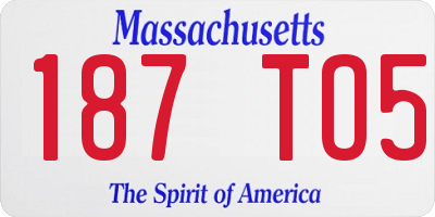 MA license plate 187TO5