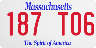 MA license plate 187TO6