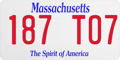 MA license plate 187TO7
