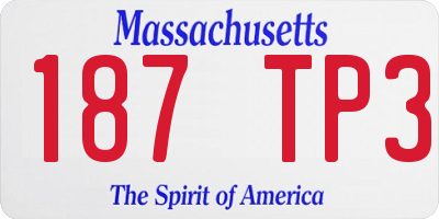 MA license plate 187TP3