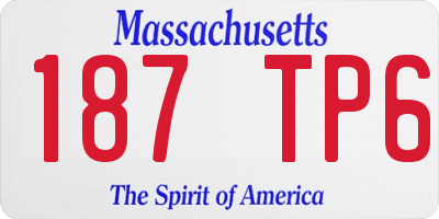 MA license plate 187TP6