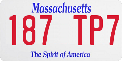 MA license plate 187TP7