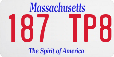 MA license plate 187TP8