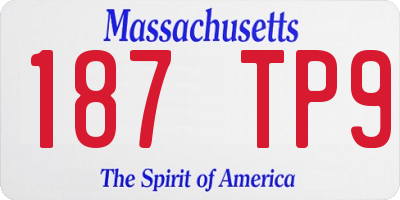 MA license plate 187TP9