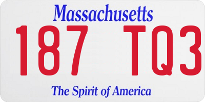 MA license plate 187TQ3