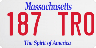 MA license plate 187TR0