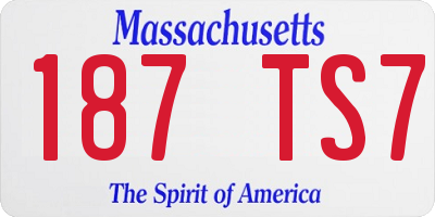 MA license plate 187TS7