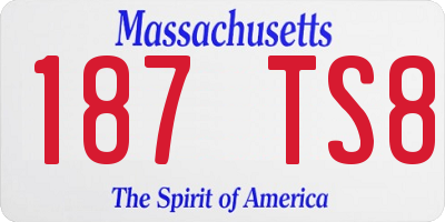 MA license plate 187TS8