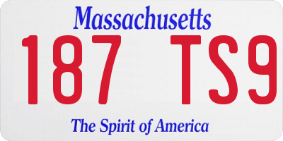 MA license plate 187TS9