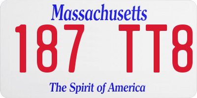 MA license plate 187TT8