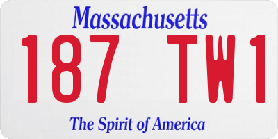 MA license plate 187TW1