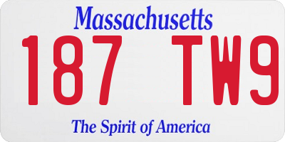 MA license plate 187TW9