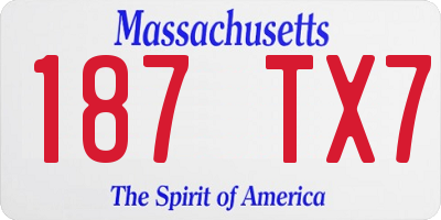 MA license plate 187TX7