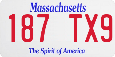 MA license plate 187TX9