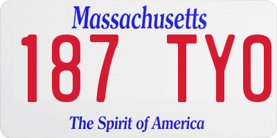 MA license plate 187TY0