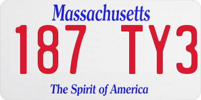 MA license plate 187TY3