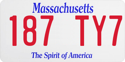 MA license plate 187TY7