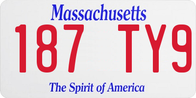 MA license plate 187TY9