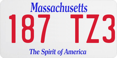 MA license plate 187TZ3
