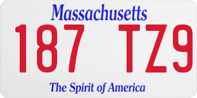MA license plate 187TZ9
