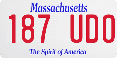 MA license plate 187UD0