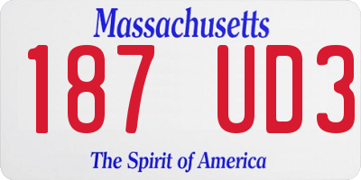 MA license plate 187UD3