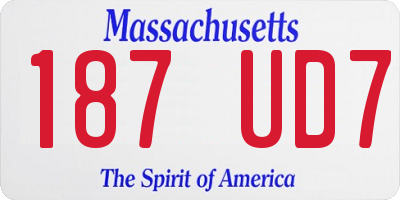 MA license plate 187UD7