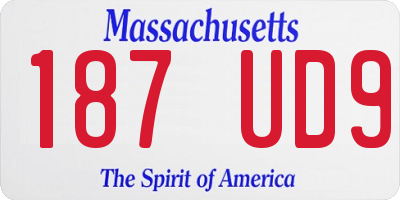 MA license plate 187UD9