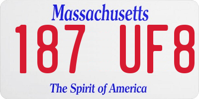 MA license plate 187UF8