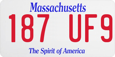 MA license plate 187UF9