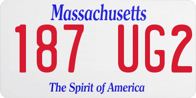 MA license plate 187UG2